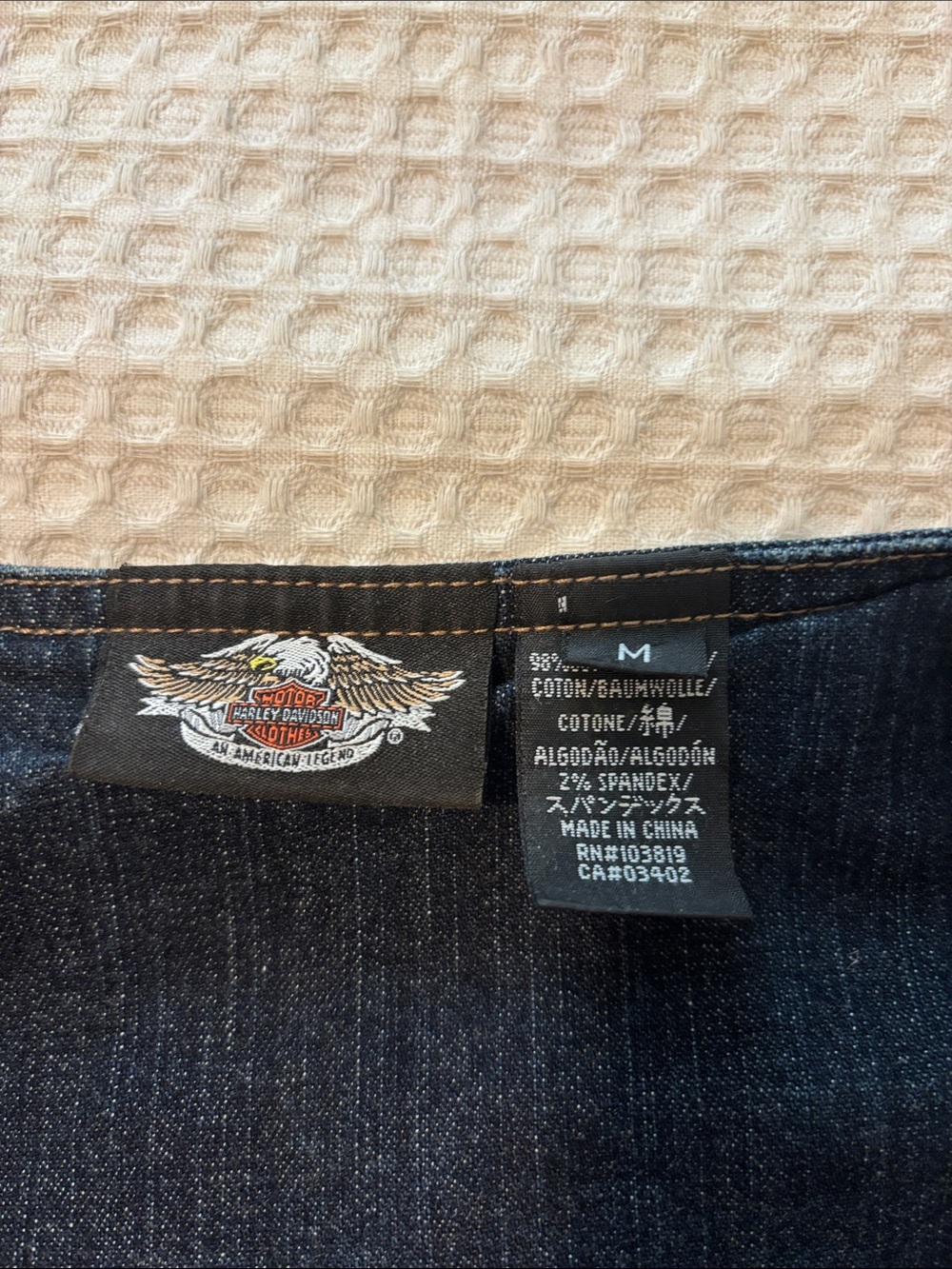 Harley-Davidson Navy Blue Denim Vest with White Logo - Picture 3 of 5